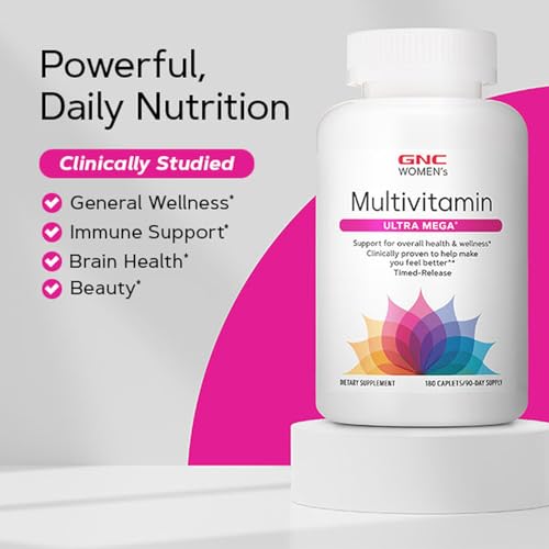 Ultra Mega Multivitamínico Feminino | Suporte à Saúde e Bem-Estar da Mulher | Comprovado Clinicamente para Melhorar seu Bem-Estar | Liberação Gradual | 90 Comprimidos - GNC