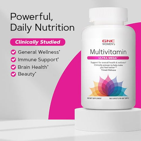 Ultra Mega Multivitamínico Feminino | Suporte à Saúde e Bem-Estar da Mulher | Comprovado Clinicamente para Melhorar seu Bem-Estar | Liberação Gradual | 90 Comprimidos - GNC