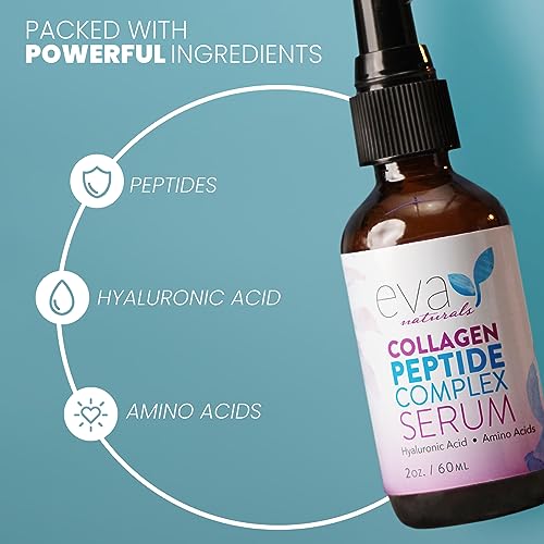 Soro de Colágeno Peptídeo Eva Naturals – Anti-Envelhecimento, Corretor de Manchas Escuras, Hidratante para a Pele, Unissex, 60ml
