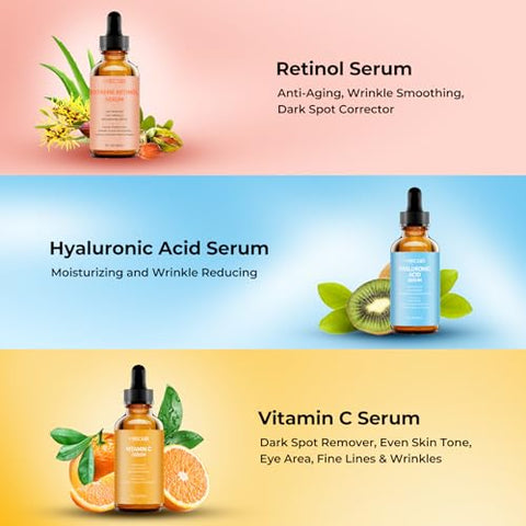 1HEROLABS - Conjunto de Serum Facial – Serum de Retinol, Vitamina C