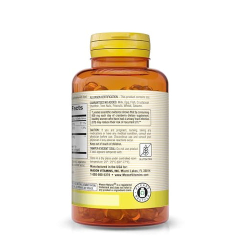 Concentrado de Cranberry 12:1 com Vitamina C e E – Suporte à Saúde Antioxidante e Imunológica, Manutenção de um Sistema Urinário Saudável, 90 Cápsulas (Pacote com 3) - MASON NATURAL