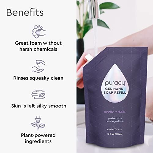 Sabonete Líquido Orgânico Puracy, Higienizador Profissional de Mãos, Gel Natural Hidratante para Lavar as Mãos, Recargas de Sabonete Líquido para Pele Macia (Recarga Lavanda)
