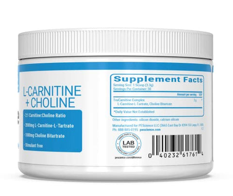 TruCarnitine: Fórmula de Absorção Superior de L-Carnitina-L-Tartarato, 30 Porções - PEScience