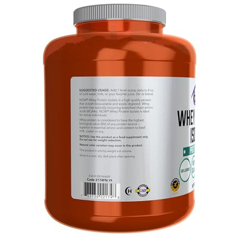 Sports Nutrition – Whey Protein Isolate 25g com BCAAs em Pó Sem Sabor 5 Libras - NOW Foods