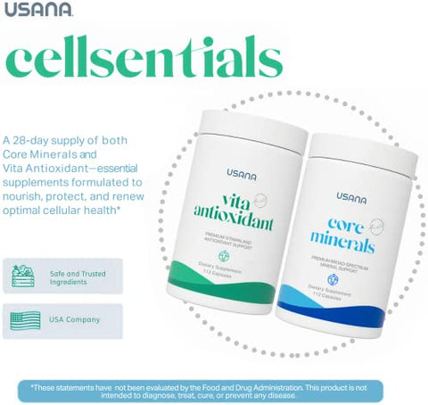 CellSentials – Minerais Essenciais e Antioxidante Vita com Tecnologia InCelligence para Apoiar a Saúde Total do Corpo* – 112 Comprimidos por Frasco – Fornecimento de 28 Dias - USANA