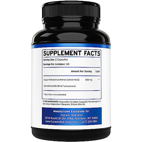DORADO NUTRITION - Turkesterone 500mg (120 Cápsulas) – Resistência, Energia, Performance Atlética