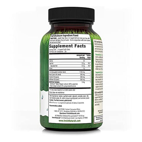 Cla Lean Body Fat Reduction 80 Cápsulas – Redução de Gordura Corporal - Irwin Naturals