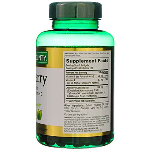 Nature's Bounty - Nature’s Bounty Cranberry com Vitamina C 4200 mg, 250 Softgels (Pacote com 3) – Compre Agora!