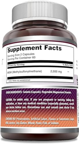 Amazing Nutrition - Amazing Formulas MSM (Methylsulfonylmethane) | 2000 Mg Por Porção | Cápsulas | Não-OGM | Sem Glúten | Fabricado nos EUA (3 Pacotes, 120 Unidades)