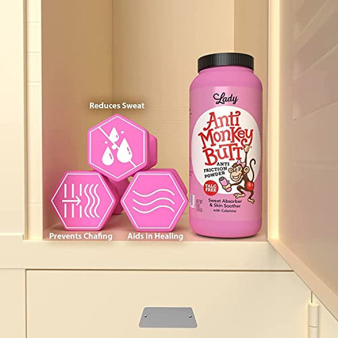 Pó Anti Monkey Butt Lady, 2 Unidades – Absorção, Conforto e Proteção