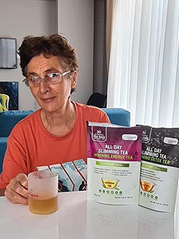 ALL SLIMMING HERBS - Chá Emagrecedor All Slimming Herbs para Perda de Peso – Desintoxicação Natural de 30 Dias que Reduz a Barriga – Chá Energético Diurno 30 Sachês Chá Desintoxicante Noturno 30 Sachês