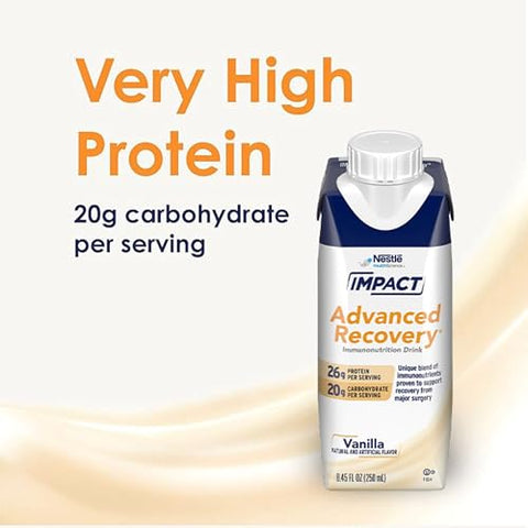 Impact - IMPACT Advanced Recovery Bebida de Baunilha, Nutrição PRÉ e PÓS Cirurgia (280 Calorias, 26g Proteína) 250ml, Pacote com 10