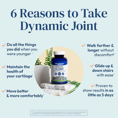 Suplemento Dinâmico para Articulações: Conforto, Mobilidade, Flexibilidade com AprèsFlex Boswellia, MSM, Colágeno, Bromelina, Cúrcuma, Vitamina C, D3 (60 Cápsulas) - Stonehenge Health