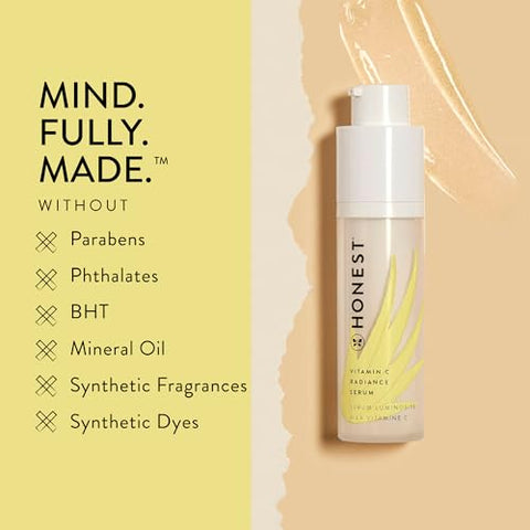 Soro Clareador Honest Beauty Vitamina C | Melhora o Tom da Pele | Vitamina C, Pérola, Ácido Hialurônico | EWG Verificado Cruelty Free | 30 ml