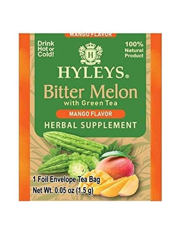 HYLEYS - Hyleys Bitter Melon com Chá Verde – Sabor Manga – 25 Saquinhos de Chá – Favorece a Saúde do Fígado – Suplemento Herbal – (6 Pacotes – 150 Saquinhos de Chá no Total)