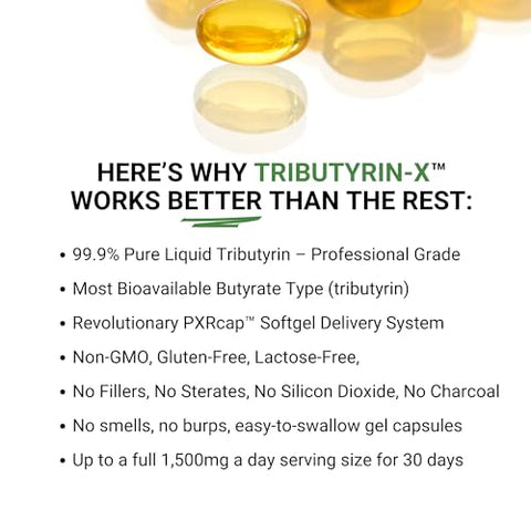 Healthy Gut,LLC - Tributirina-X para um Intestino Saudável | Suporte para Histamina e Intestino Permeável | 99% Puro s/ Odor | 90 Porções