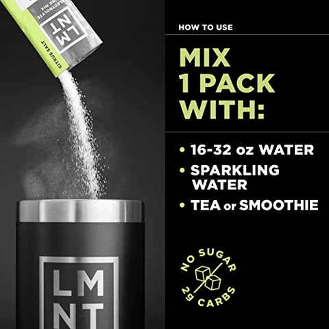 Drink LMNT - LMNT Zero Sugar Electrolytes – Citrus Salt | Mix para Bebida | 30 Sachês | Marca LMNT