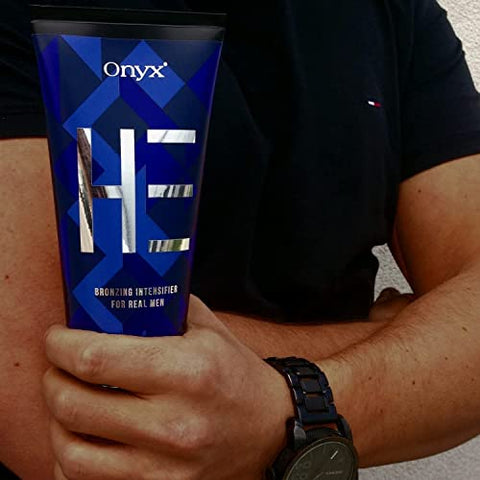 HE Loção Bronzeadora para Homens – Acelerador de Bronzeamento Indoor com Bronzer – Loção Bronzeadora Masculina para Rápido Resultado - Onyx