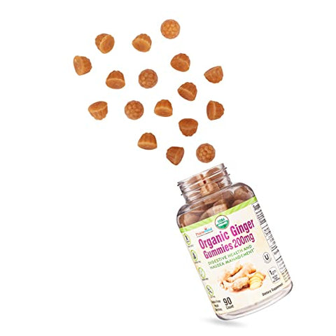 Pharmvista - Gengibre Orgânico USDA 200mg 90 Unidades para Controle de Náuseas e Saúde Digestiva – Marca Gummies