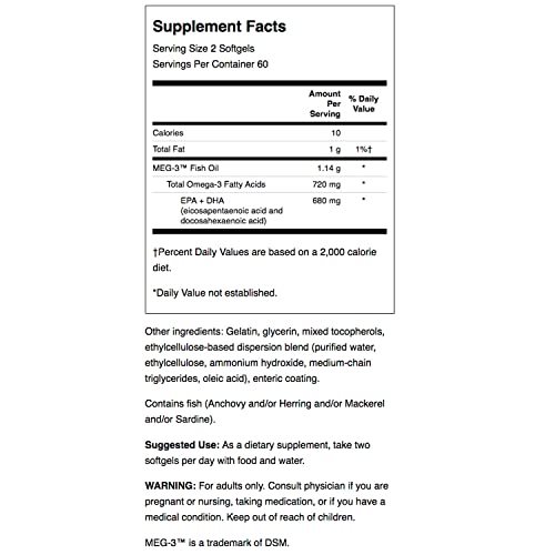 Ômega-3 Concentrado de Óleo de Peixe – Ácidos Graxos Essenciais – (120 Softgels, 680mg Cada) 3 Pacotes - Swanson