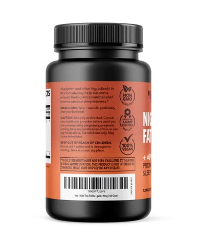 HAVASU NUTRITION - Queimador de Gordura Noturno para Homens e Mulheres – Supressor de Apetite para Perda de Peso com Suplemento de Apigenina para Suporte ao Sono – Impulsionador de Metabolismo com Apigenina 50mg – 4 Meses
