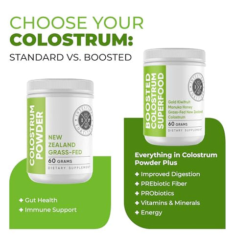 Cápsulas de Colostro de Vacas da Nova Zelândia 100% Alimentadas com Grama, Livres de Hormônios e Transgênicos, Suporte Ótimo para a Saúde Intestinal e Sistema Imunológico, Intestino Permeável, DII, 500 mg - Intestinal Fortitude