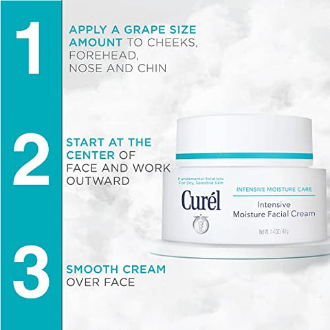 Creme Hidratante Facial Intensivo para Pele Seca e Muito Seca, Sem Fragrância, Anti-Idade, 40g - Curel
