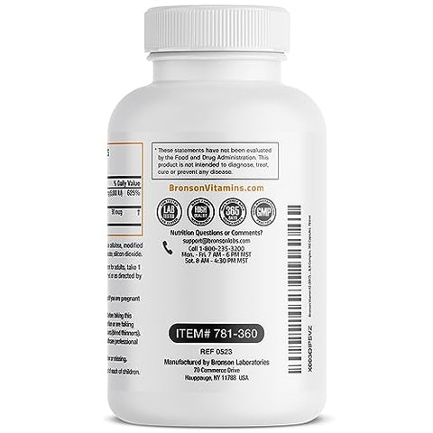 Vitamina K2 (MK7) com D3 – Fórmula Não-OGM 5000 UI de Vitamina D3 - Bronson