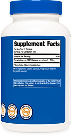 TMG 750mg – 120 Cápsulas (2 Frascos) – Aumente sua performance! - Nutricost