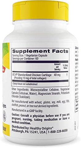 UC-II, 40 mg – Colágeno Premium para Saúde das Articulações e Mobilidade – 40 g - Healthy Origins