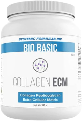 GEOMETAL - Systemic Formulas Collagen ECM #613 + Porta Comprimidos: Pó de Colágeno Bio Básico Promove Saúde Capilar, Unhas, Pele, Ossos e Articulações – Embalagem de 1 Unidade