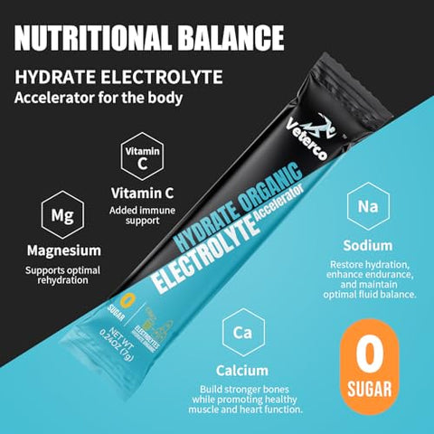Veterco - Pó Hidratante com Eletrólitos, Bebida com Eletrólitos, Mistura para Bebida Hidratante com Suplemento, Sachês Hidratantes com Vitaminas | Marca do Produto