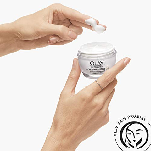 Creme Hidratante Facial Olay Regenerist Collagen Peptide 24 com Niacinamida para Pele Firme, Antirrugas sem Fragrância 50ml + Olay Whip Tamanho Viagem para Pele Seca
