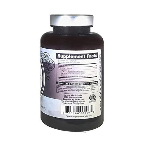 Aloha Medicinals - Gano Ultra: Suplemento Orgânico de Cogumelo Certificado, Saúde Natural, Embalagem com 2, 90 Cápsulas Cada