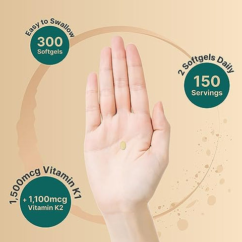 Complexo de Vitamina K, K1 K2 (MK-7) – Benefícios para a Saúde Óssea e Cardiovascular | 60 cápsulas | NatureBell - NatureBell