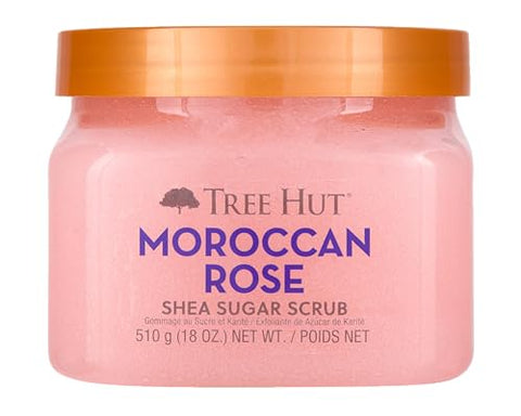 Scrub de Açúcar de Shea Marroquina, 18oz (532ml), Esfoliante e Hidratante Ultra Nutritivo para Cuidados Essenciais do Corpo (Pacote com 3) - Tree Hut