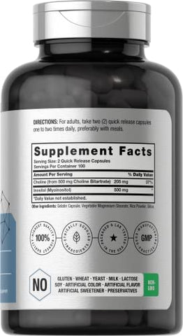 Horbäach - Horbaach Choline Inositol 1000mg | 200 Cápsulas | Sem OGM, Sem Glúten | Marca Horbaach