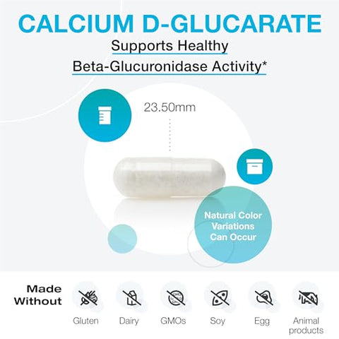 Calcium D-Glucarate 500mg – Suporte para Desintoxicação Saudável de Toxinas Lipossolúveis, Hormônios como Estrogênio e Andrógenos (90 Cápsulas) - XYMOGEN