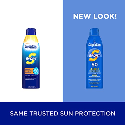 SPORT Protetor Solar Spray FPS 50 163 ml, Resistente à Água, Amplo Espectro, Pacote Econômico, Pack com 3 – Protetor Solar Coppertone SPORT - Coppertone