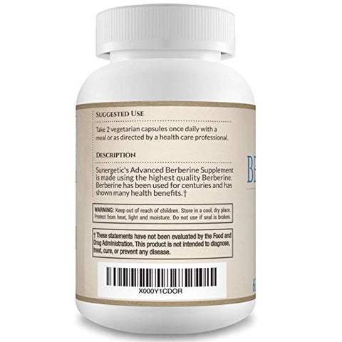 Premium Berberine – 1200mg por Porção – Suplemento de Berberina HCL – Suporte Imunológico – 60 Cápsulas - Sunergetic