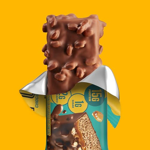 Barras de Proteína, Nova Receita Chocolate Caramelo Salgado, 15g Proteína, Itens Essenciais para a Despensa, 12 Unidades, Embalagem Pode Variar - FULFIL