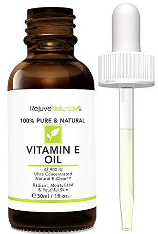 RejuveNaturals - Óleo de Vitamina E Pura 100% – 30ml | Benefícios para a pele e cabelo