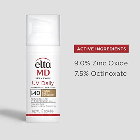 EltaMD UV Daily FPS 40 Hidratante Facial com Tonalizante, Ótimo para Pele Seca, Mista e Normal – EltaMD