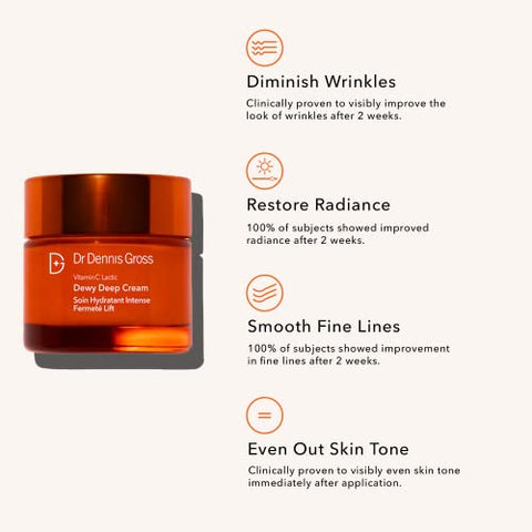 Creme Lácteo Vitamina C Dewy Deep: Hidratação Intensa para um Acabamento Radiante, 60g - Dr Dennis Gross