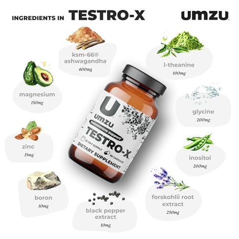 Testro-X | Suplemento de Testosterona para Homens | Energia, Força e Resistência | 60 cápsulas - UMZU