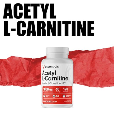 Acetyl L-Carnitine 1000mg por Porção, Suporta Função Cerebral Essencial (60 Porções, 120 Cápsulas) - Bucked Up