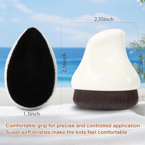 BEAUTYFACTOR - Aplicador de Protetor Solar Infantil com Estojo Protetor, Pincel para Protetor Solar para Crianças, Bebês e Adultos, Essenciais para Praia, Protetor Solar, Creme Solar e Loções (Branco)