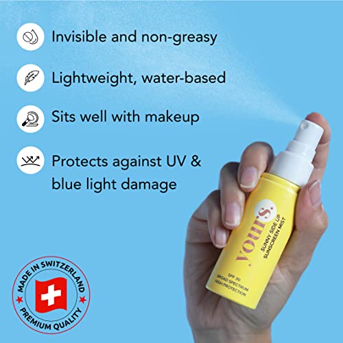 Love From Yours. - YOURS Protetor Solar Invisível Sunny Side Up SPF 30 | Amplo Espectro | Aplicação Sobre Maquiagem | Para Todos os Tipos de Pele | Protetor Solar Anti-idade Leve em Spray | 40ml