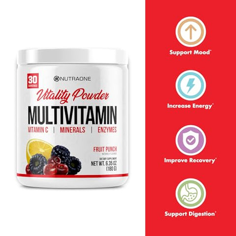 Vitality – Pó de Vitaminas e Minerais (Sabor Frutas Vermelhas – 30 Porções) - NutraOne