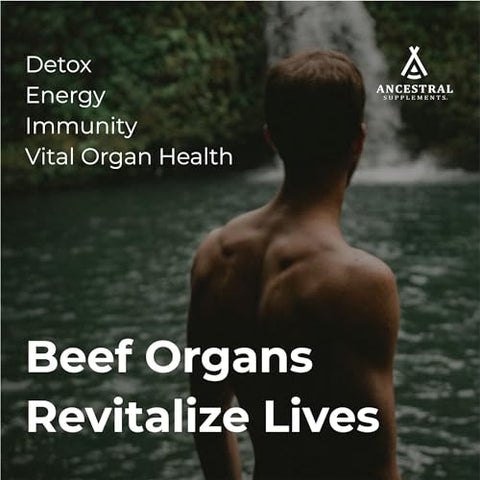 Suplemento de Órgãos de Gado Alimentado com Capim da Ancestral Supplements, Suporta o Bem-Estar do Corpo Inteiro com Mistura Exclusiva de Fígado, Coração, Rim, Pâncreas, Baço, Carne Bovina Liofilizada, Livre de Transgênicos, 100g